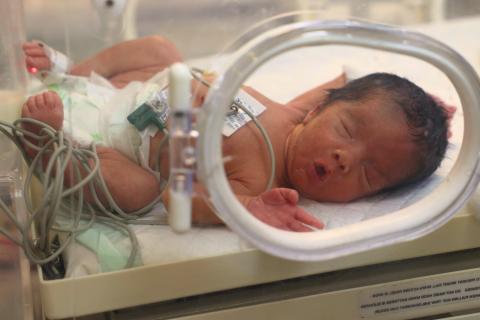 Bebe en incubadora, franja de Gaza.